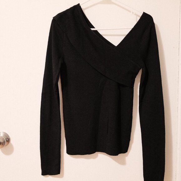 frenchaube - Flow Off Shoulder Ribbed Guest Party Spring Knitwear (Black) - Picture 1 of 3